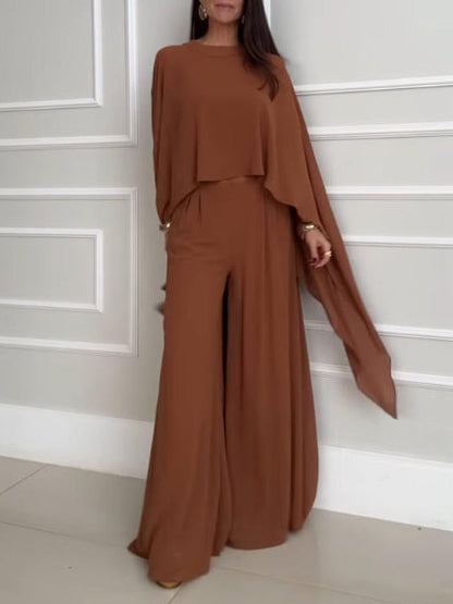 Exquisite Irregular Chiffon Flowing Top Two-piece Sets