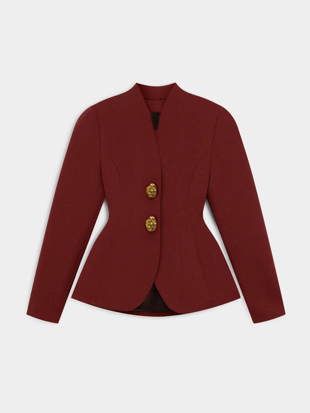 Exquisite Burgundy Peplum Blazer