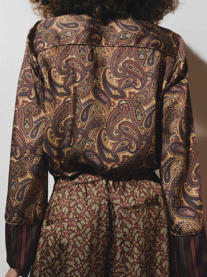 Retro Paisley Print Lapel Shirt