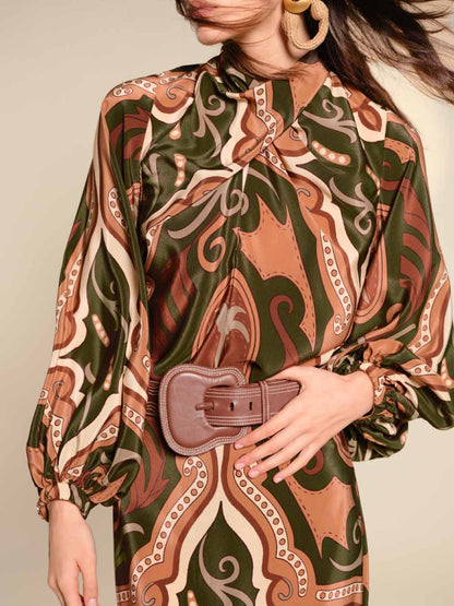 Retro Tung Palm Tree Print Long-sleeved Shirt