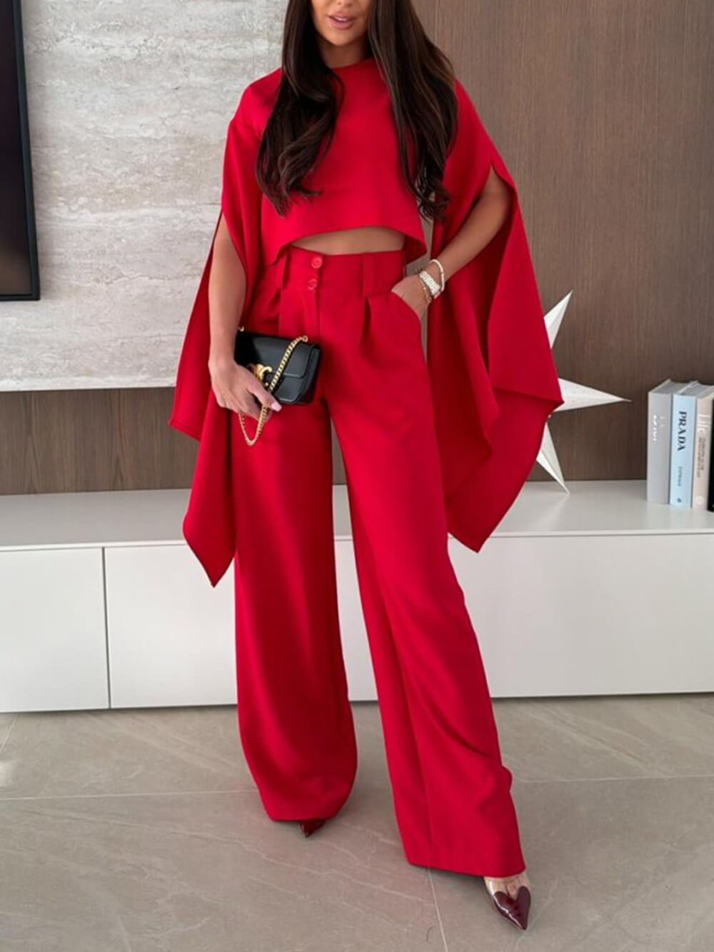 Exquisite Asymmetrical Flared Sleeve Loose Top