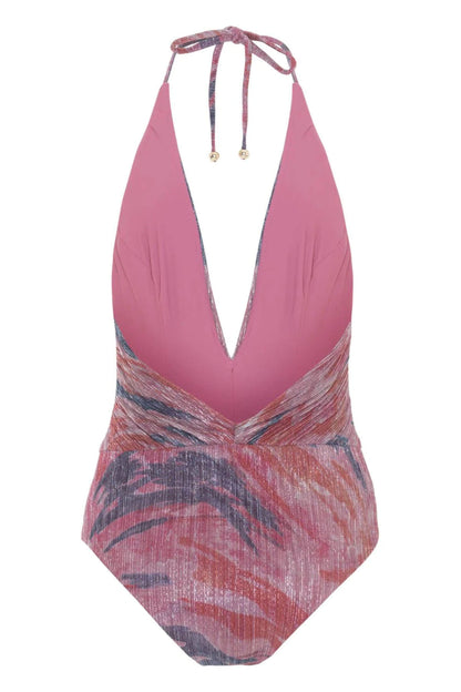 Exquisitely Ruched Halter Twist V-Neck Bodysuit