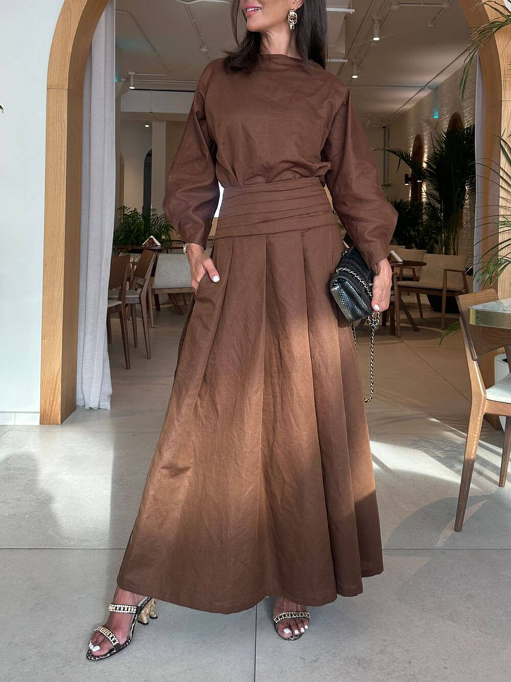 Retro Linen Drop-Shoulder Oversized Top