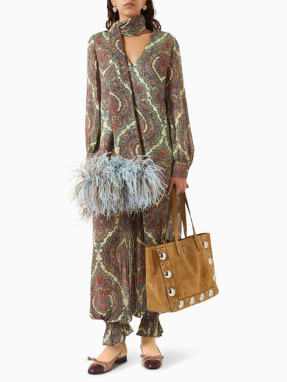 Retro Paisley Print Shirt And Pants Two-Piece Set