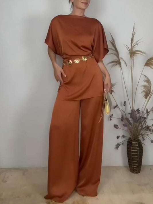 Elegant Asymmetric Neckline Off-Shoulder Loose Top