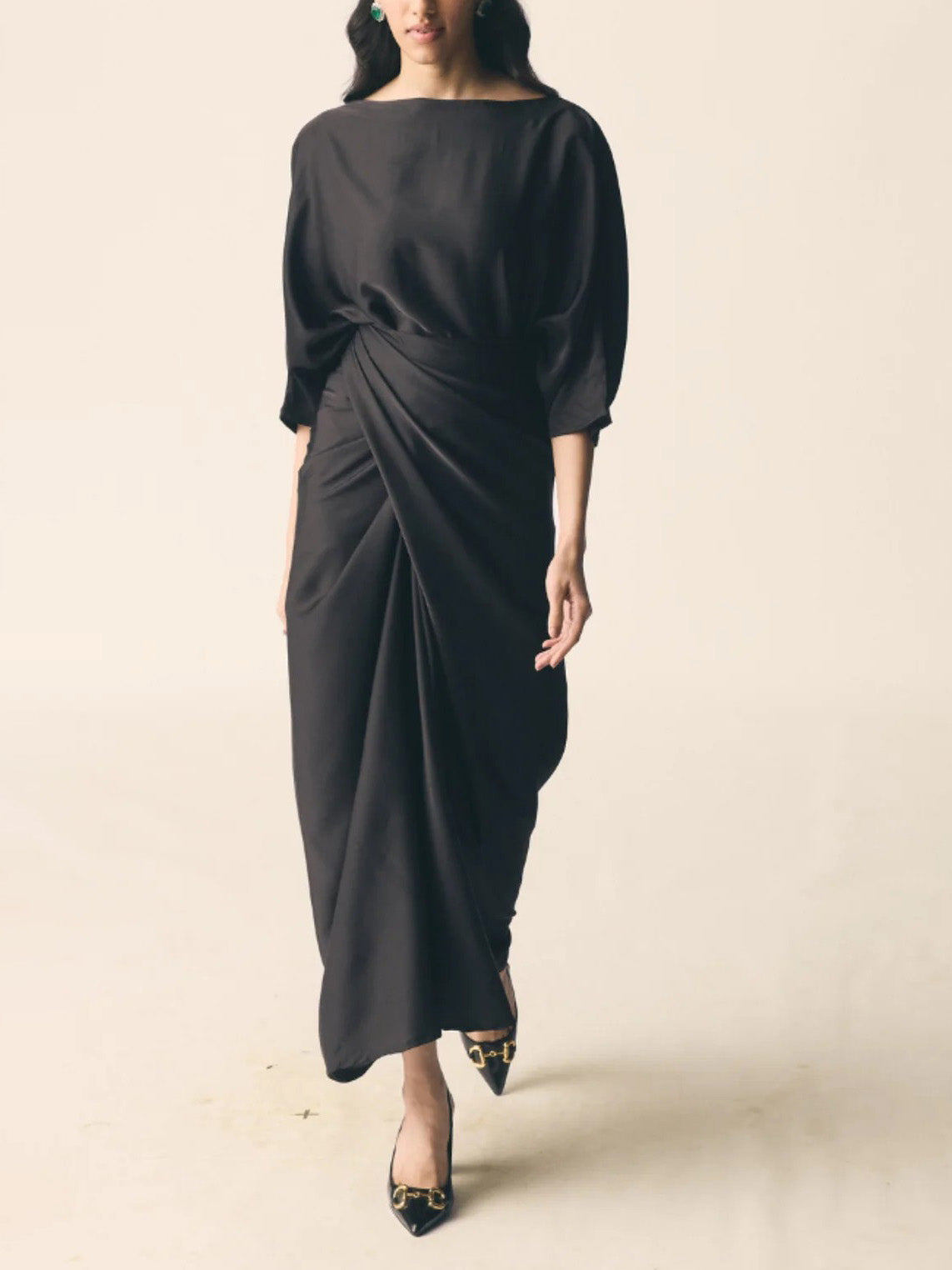 Elegant Pleated Long Dress Two-piece Set