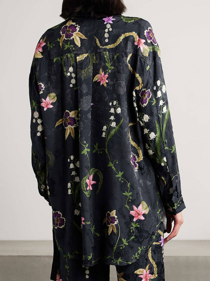 Elegant Floral Print Button-Up Shirt