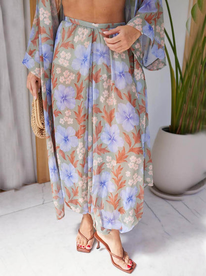 Unique Printed Tie-Waist Long Top