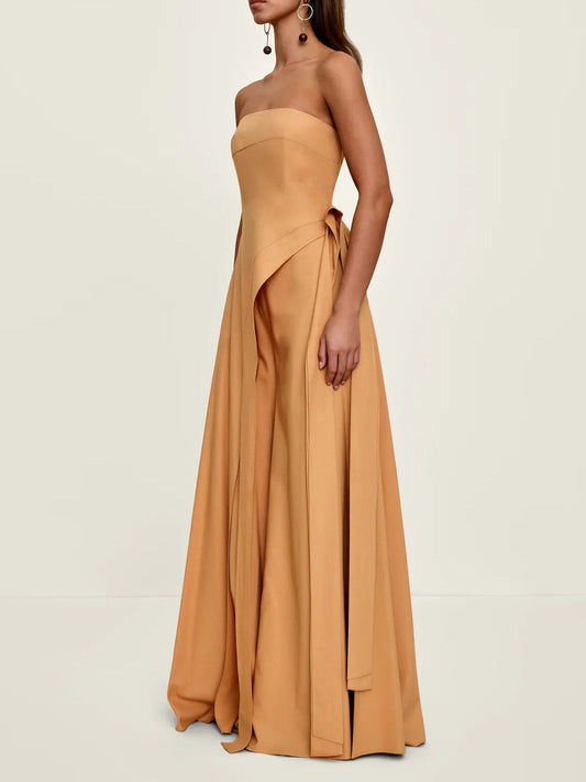 Elegant Off-the-shoulder Draped Irregular Long Top