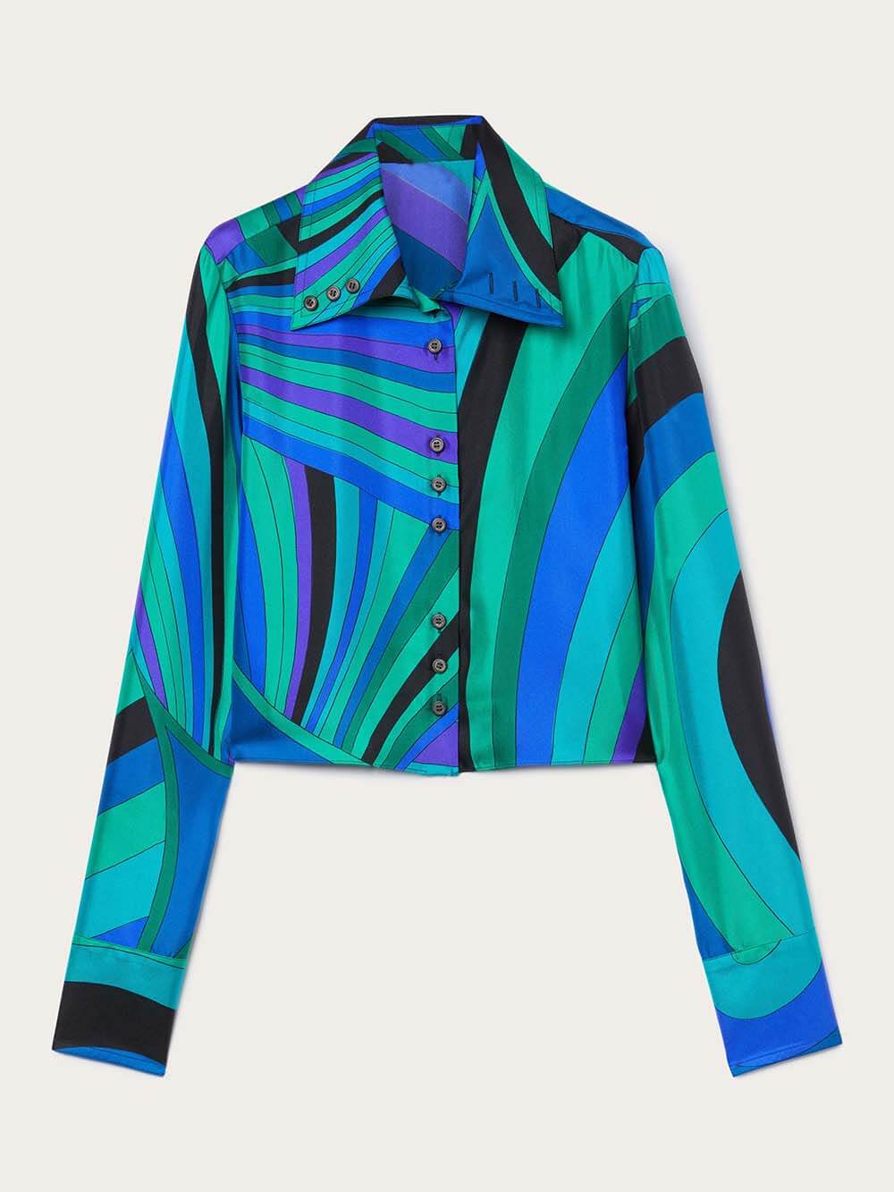 Unique Rainbow Print Cropped Shirt