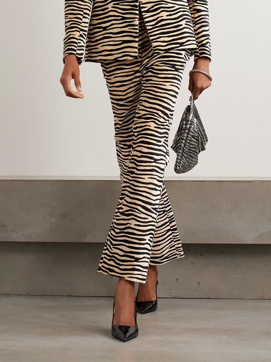 Exquisite Zebra Print Lapel Blazer