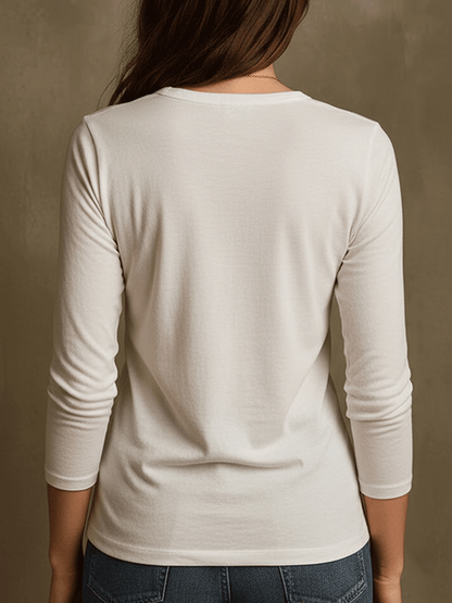 Basic Soft Ivory Everyday Long Sleeve T-shirt