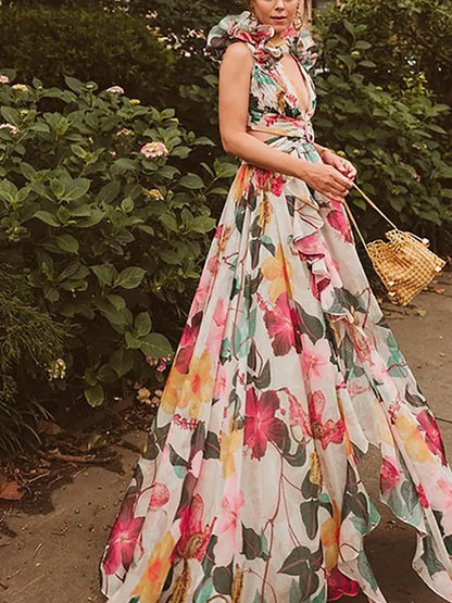 3D Floral Cutout Swimsuit One Piece Set