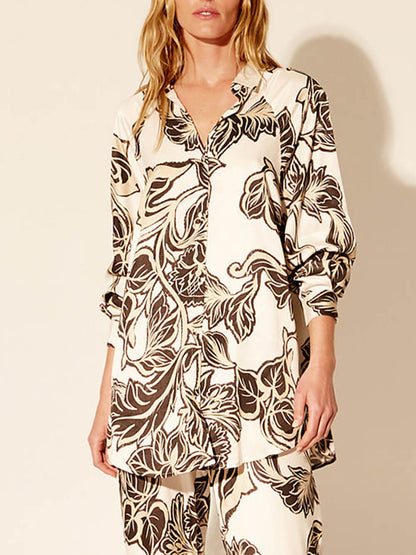 Exquisite Floral Print Loose Oversized Shirt