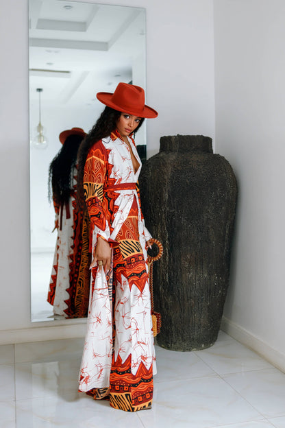 Unique Fashionable Ethnic Print Long Kimono-Style Shirt