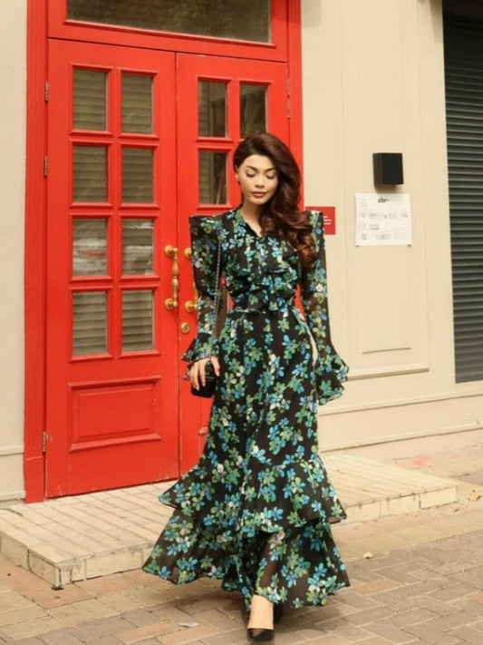 French Print Cake Maxi Dress