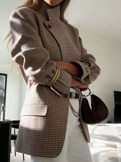 Vintage Plaid Structured Blazer