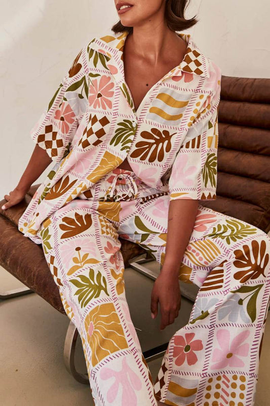 Sophisticated Loose-Fitting Unique Printed Two-Pieces Set