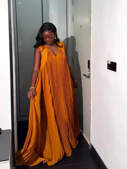 Plus Size Pleated Maxi Dress