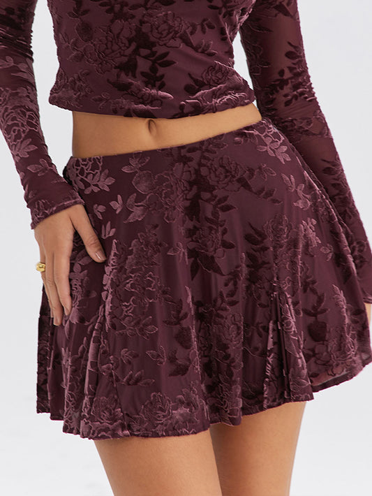 Delicate Floral Print Mini Skirt