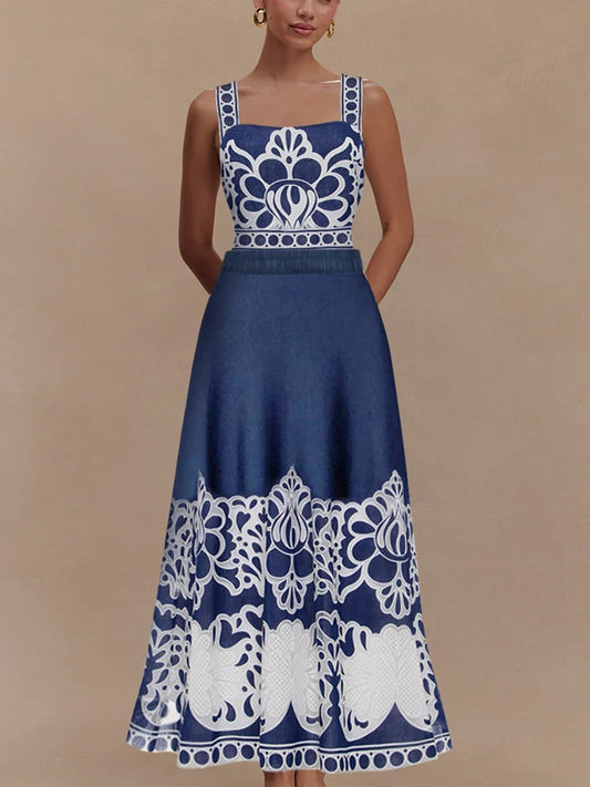 Ethnic Print Swimsuit Set