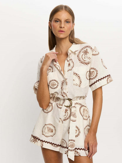 Linen Tie-Waist Jumpsuit