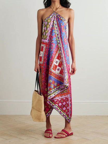 Halter Neck Asymmetrical Dress