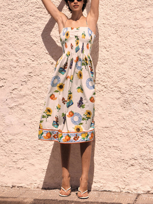 Printed Sling Midi Dress