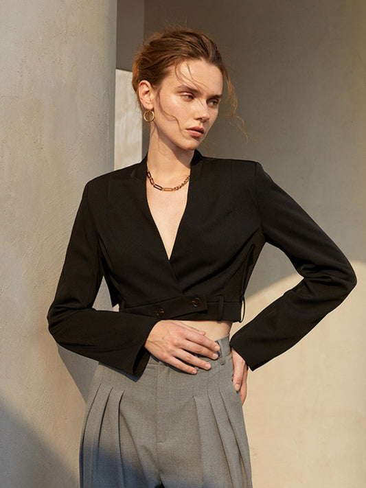 Cropped Black Blazer