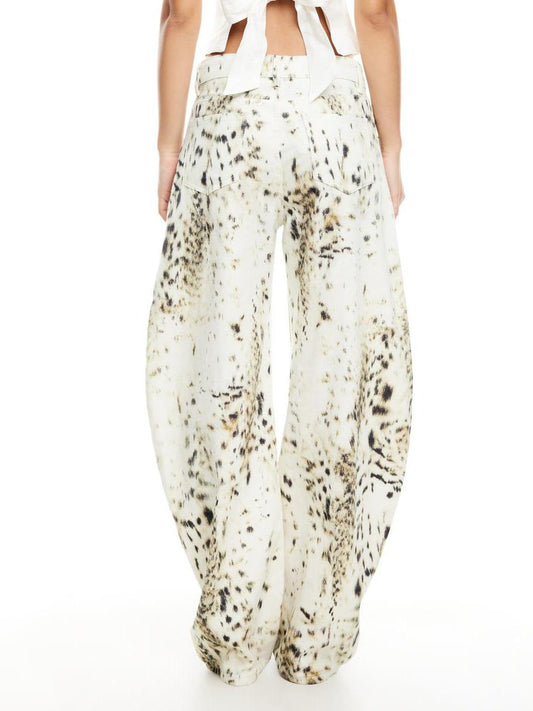 Loose-Fitting Horseshoe Print Jeans