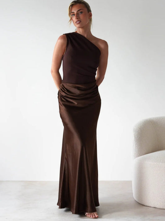 Asymmetric Neckline Sleeveless Dress