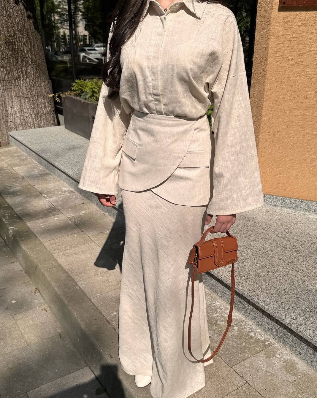 Minimalist Shirt And Skirt Suit