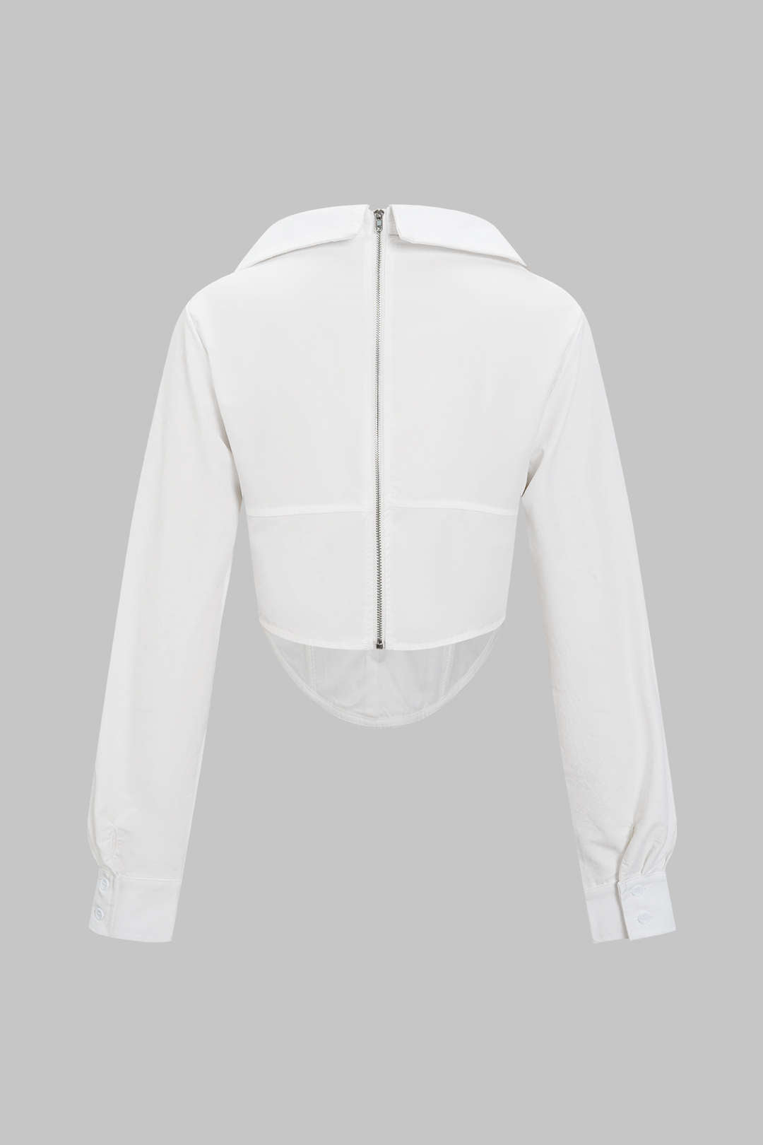 Deep V-neck Cut Out Corset Long-Sleeve Shirt