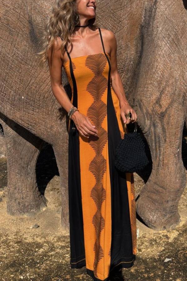 ANAMI mustard long dress