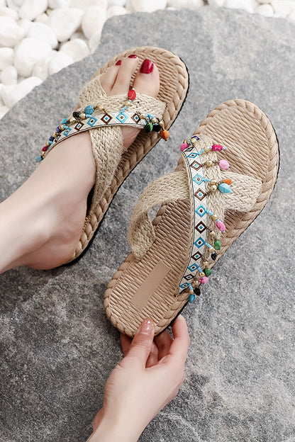 Zapatos de playa con borlas de estilo étnico bohemio 
