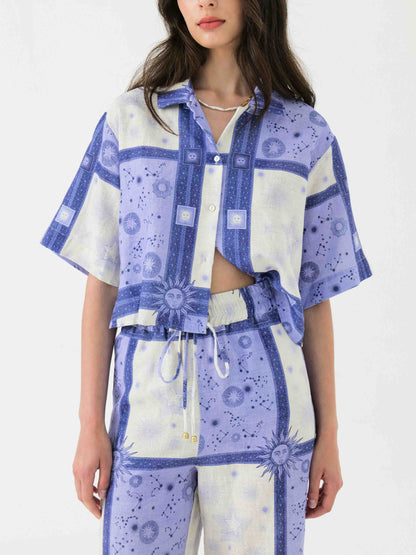 Exclusive Dreamy Galaxy Sun Print Short Shirt