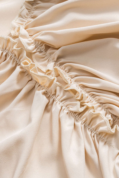 Ruched Ruffle Long-Sleeve Shirt