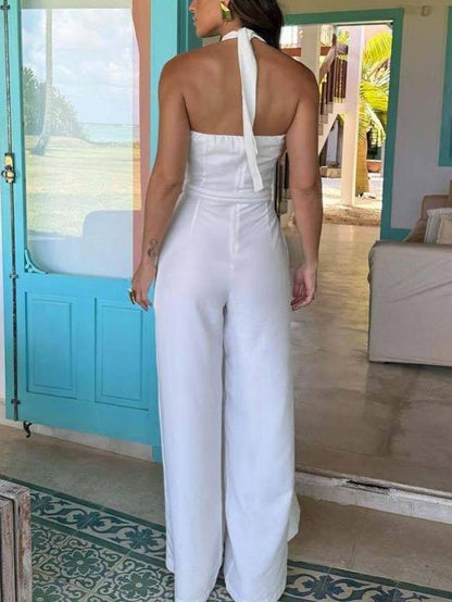 Tube Top Lace-Up Jumpsuit