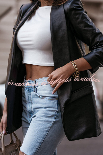 Don't Rush It Street Style PU Blazer Jacket