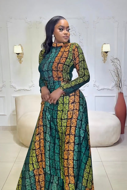 Emerald Kente Royalty Skirt Set