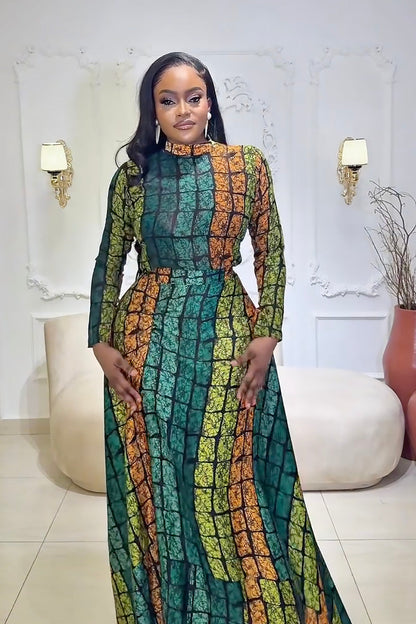 Emerald Kente Royalty Skirt Set