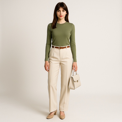 High-Waist Palazzo Trousers | Pleated Front