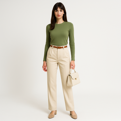 High-Waist Palazzo Trousers | Pleated Front