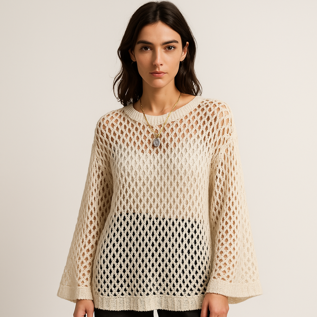 Aurora Open-Knit Sweater | Crochet Texture | Light Summer Layer