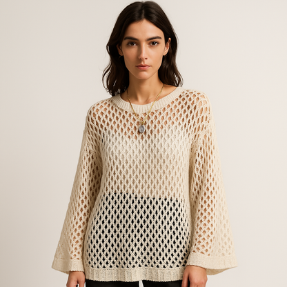 Aurora Open-Knit Sweater | Crochet Texture | Light Summer Layer