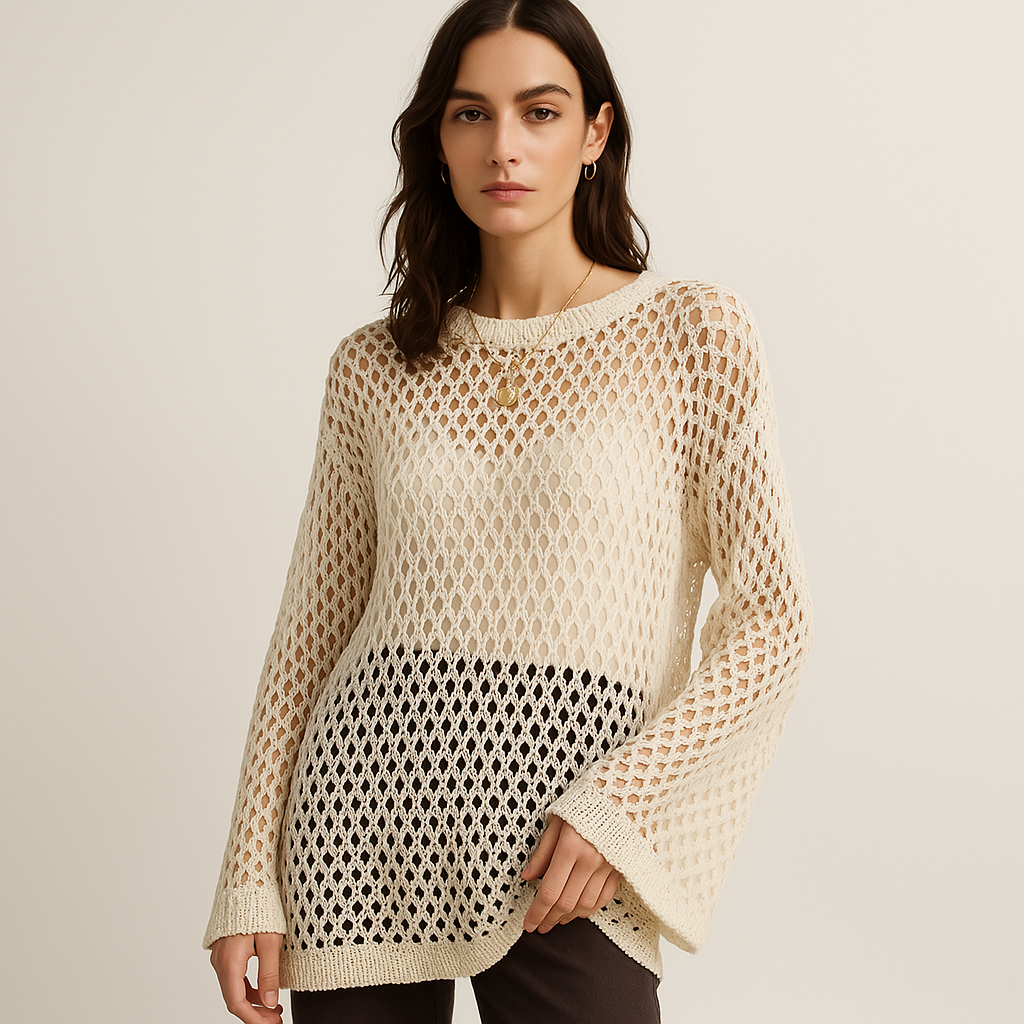 Aurora Open-Knit Sweater | Crochet Texture | Light Summer Layer