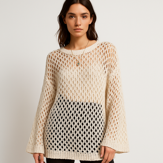 Aurora Open-Knit Sweater | Crochet Texture | Light Summer Layer
