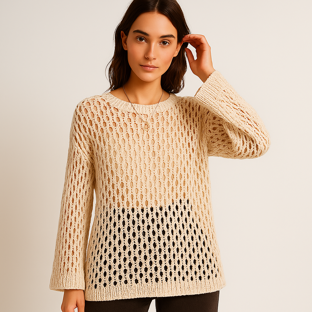 Aurora Open-Knit Sweater | Crochet Texture | Light Summer Layer