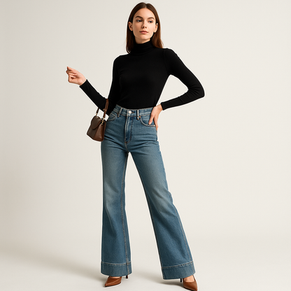 High-Waist Flared Jeans | Structured Denim | Maison Collection