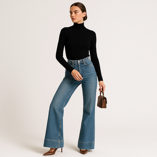 High-Waist Flared Jeans | Structured Denim | Maison Collection